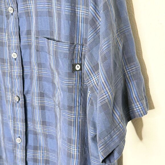 Marmot Short Sleeve Blue Plaid Button Down Shirt - Men’s US M - Picture 3 of 9